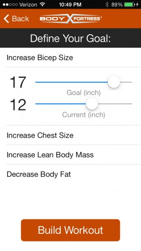Body Fortress FitnessTracker Mobile App - Define Goals