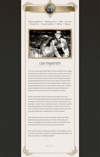 Shannon and Daryl Art Deco Wedding Website - Homepage