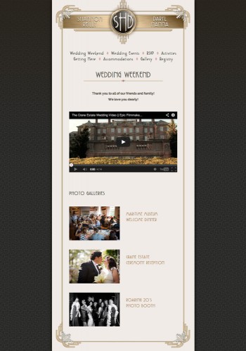 Shannon and Daryl Art Deco Wedding Website - Post-Wedding Video and Galleries