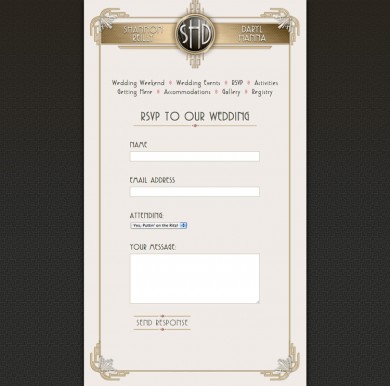 Shannon and Daryl Art Deco Wedding Website - RSVP Form