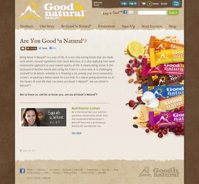 Good ‘n Natural Bar Website - Brand Statement