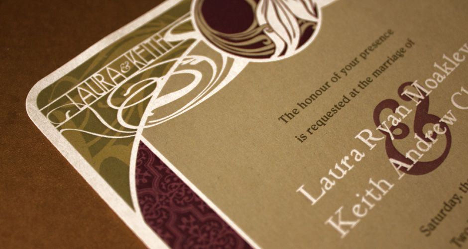Laura and Keith Art Nouveau Wedding Invitations